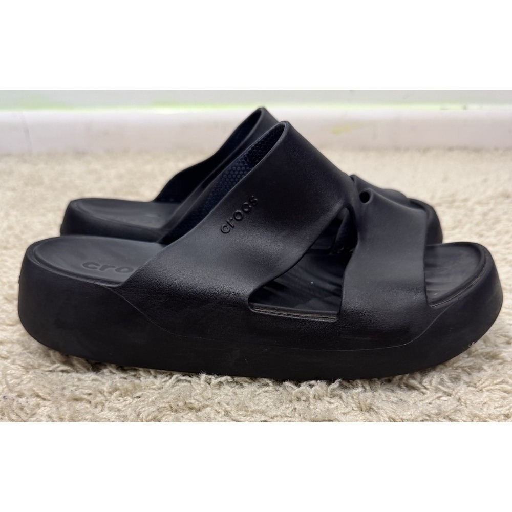 Crocs Womens Getaway Chunky Platform Sandal Flip Flop Size 10 Black Comfort Y2K - Picture 5 of 10